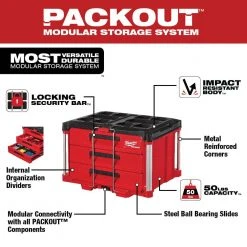 Milwaukee PACKOUT 22 in. Rolling Tool Box and 22 in. 3-Drawer -Tool Storage Online Shop red milwaukee modular tool storage systems 48 22 8426 8443 4f 1000