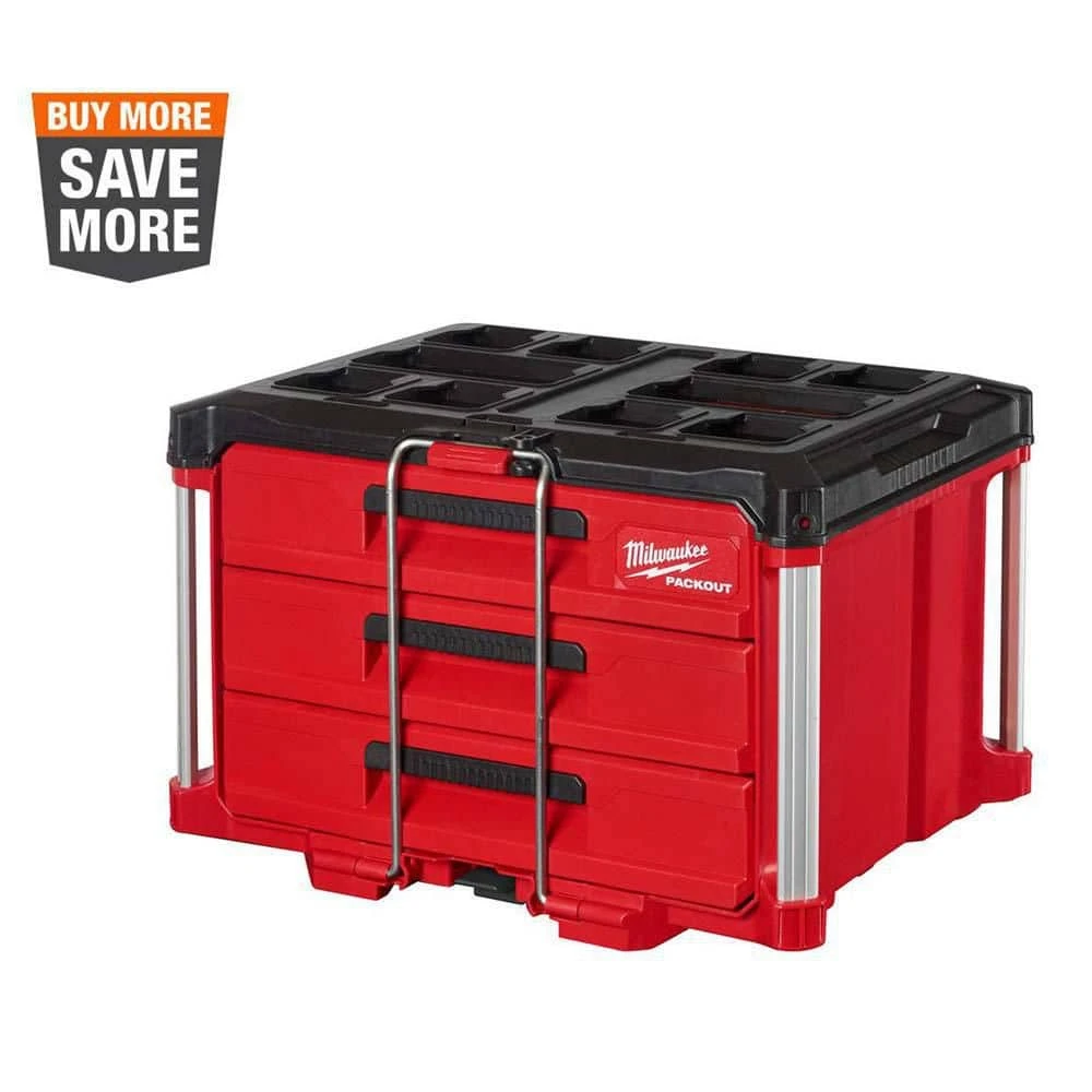 Milwaukee PACKOUT 22 in. Modular 3-Drawer Tool Box with Metal Reinforced Corners 3 Milwaukee PACKOUT 22 in. Modular 3-Drawer Tool Box with Metal Reinforced Corners