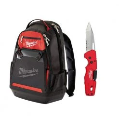 Milwaukee 10 in. Jobsite Tool Backpack with Fastback 5-in-1 Folding Knife with 3 in. Blade (2-Piece)