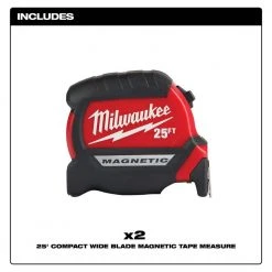 Milwaukee Adjustable Electricians Work Belt with 25 ft. x 1 in. Compact Magnetic Tape Measure (2-Pack) -Tool Storage Online Shop red milwaukee tool belts 48 22 8110 48 22 0325g 1d 1000