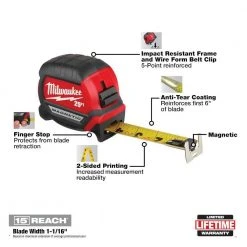 Milwaukee Adjustable Electricians Work Belt with 25 ft. x 1 in. Compact Magnetic Tape Measure (2-Pack) -Tool Storage Online Shop red milwaukee tool belts 48 22 8110 48 22 0325g 40 1000