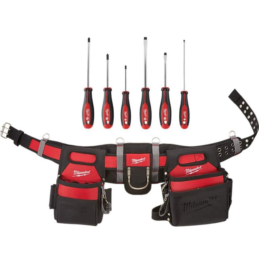 Milwaukee Adjustable Electricians Work Belt with 6-Piece Screwdriver Set 3 Milwaukee Adjustable Electricians Work Belt with 6-Piece Screwdriver Set