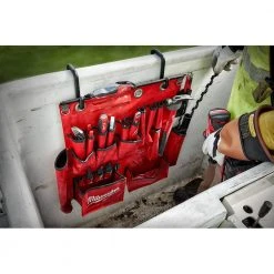 Milwaukee Lineman's Aerial Tool Apron with Lineman's High Leverage Ratcheting Wrench with Smooth Strike Face (2-Piece) -Tool Storage Online Shop red milwaukee tool belts 48 22 8290 48 22 9213 1f 1000