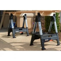 RIDGID 32 in. Polypropylene Folding Sawhorse with Adjustable Metal Legs 14 RIDGID 32 in. Polypropylene Folding Sawhorse with Adjustable Metal Legs -Tool Storage Online Shop ridgid saw horses 230710 1d 1000