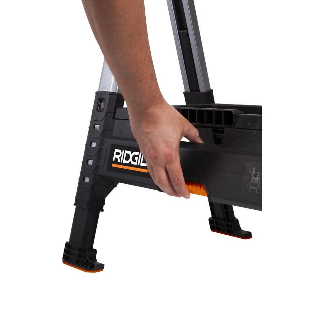 RIDGID 32 in. Polypropylene Folding Sawhorse with Adjustable Metal Legs 8 RIDGID 32 in. Polypropylene Folding Sawhorse with Adjustable Metal Legs - Image 6