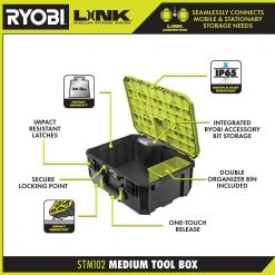 RYOBI LINK Medium Tool Box -Tool Storage Online Shop ryobi green ryobi modular tool storage systems stm102 40 1000