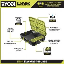 RYOBI LINK Rolling Tool Box with LINK Medium Tool Box and LINK Standard Tool Box -Tool Storage Online Shop ryobi green ryobi modular tool storage systems stm201 stm102 stm101 1d 1000
