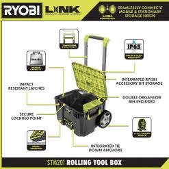 RYOBI LINK Rolling Tool Box with LINK Medium Tool Box and LINK Standard Tool Box -Tool Storage Online Shop ryobi green ryobi modular tool storage systems stm201 stm102 stm101 40 1000