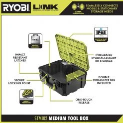 RYOBI LINK Rolling Tool Box with LINK Medium Tool Box and LINK Standard Tool Box -Tool Storage Online Shop ryobi green ryobi modular tool storage systems stm201 stm102 stm101 a0 1000