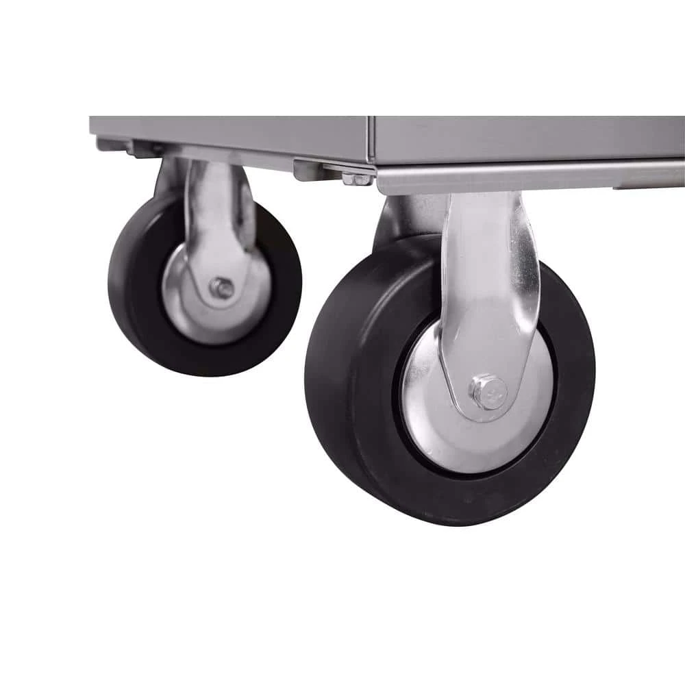 Husky 36 in. 3-Drawer with Solid Wood Top, Stainless Steel Utility Cart 5 Husky 36 in. 3-Drawer with Solid Wood Top, Stainless Steel Utility Cart - Image 3