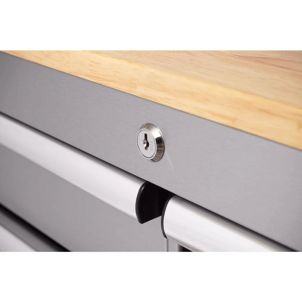 Husky 36 in. 3-Drawer with Solid Wood Top, Stainless Steel Utility Cart 10 Husky 36 in. 3-Drawer with Solid Wood Top, Stainless Steel Utility Cart - Image 8