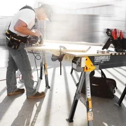TOUGHBUILT 39.9" to 45.9"W x 25" to 32"H C700 Adjustable Sawhorse and Jobsite Table with 1300 lb capacity -Tool Storage Online Shop toughbuilt saw horses tb c700 66 1000
