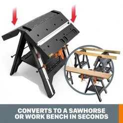 Worx Pegasus Multi-Function Work Table and Sawhorse with Quick Clamps and Holding Pegs -Tool Storage Online Shop worx saw horses wx051 76 1000